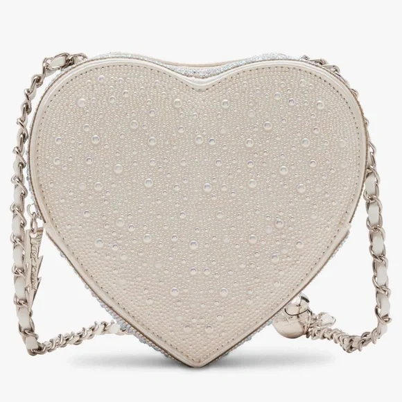 NWOT Betsey Johnson Elegant Heart-Shaped Beige Bridal Bag - Picture 1 of 12